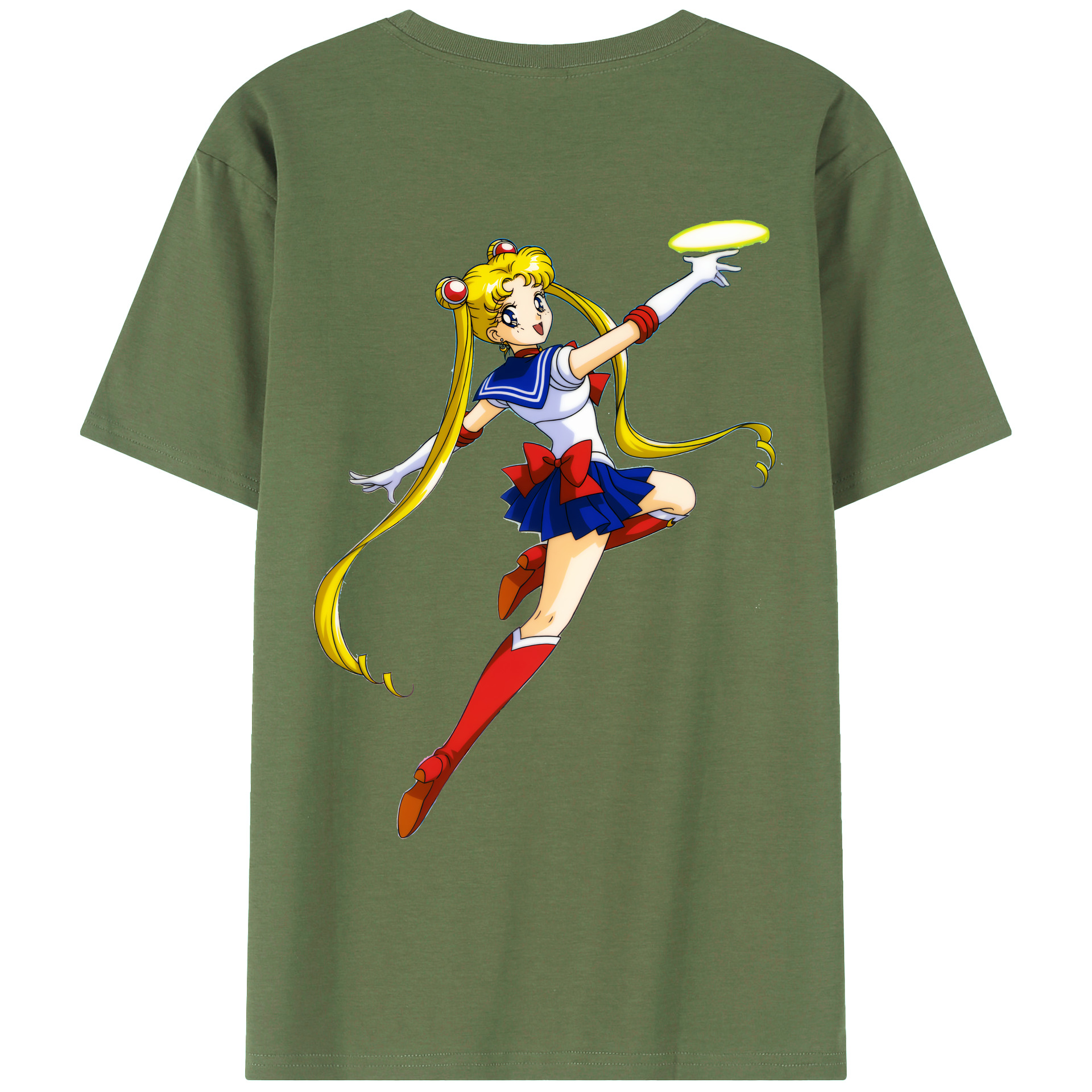 （画像用） 美少女戦士セーラームーン 月野 うさぎ つきの うさぎ Sailor Moon Tsukino Usagi 綿100％ メンズ半袖Tシャツ（バックプリント） 通気性